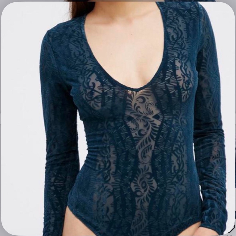 Free people intimately lace bodysuit Blue M